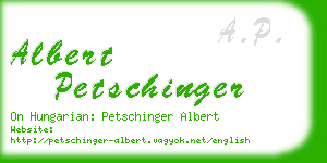 albert petschinger business card